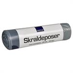 Affaldspose med snøreluk, ABENA, 20 l, grå, LLDPE/virgin, 44x50cm