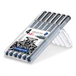 Pigmentliner STAEDTLER sort 0,05/0,1/0,2/0,3/0,5/0,8mm 6stk/sæt - 117410