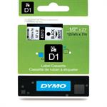 Tekstkassette Dymo, 12 mm sort på hvid 45013